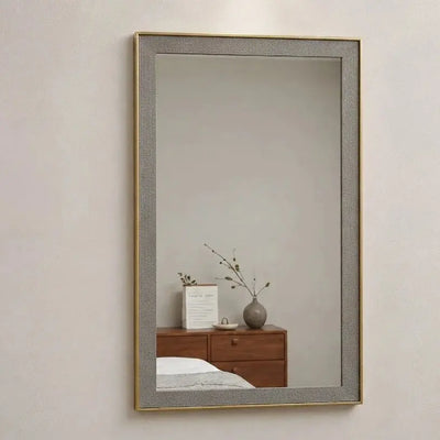 Rectangular Wall Mirror-HD Mirror with Long Fibre Wood Frame for Living Room & Bedroom Scrollcart Qatar 