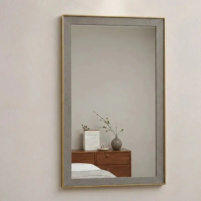 Rectangular Wall Mirror-HD Mirror with Long Fibre Wood Frame for Living Room & Bedroom Scrollcart Qatar 