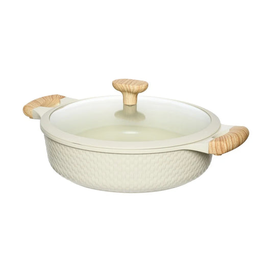 Resto Beige Non-Stick Shallow Pot with Lid – 28cm Qatar