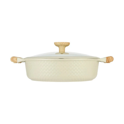 Resto Beige Non-Stick Shallow Pot with Lid – 28cm Qatar