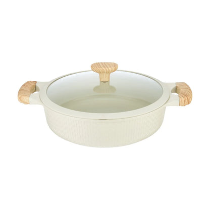 Resto Beige Non-Stick Shallow Pot with Lid – 28cm Qatar