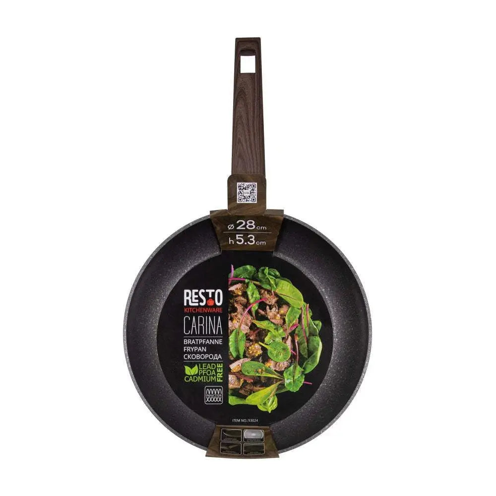 Fry pan : Resto Carina  Non-Stick Deep Frypan with Wooden Soft Touch Handle - Scrollcart Qatar