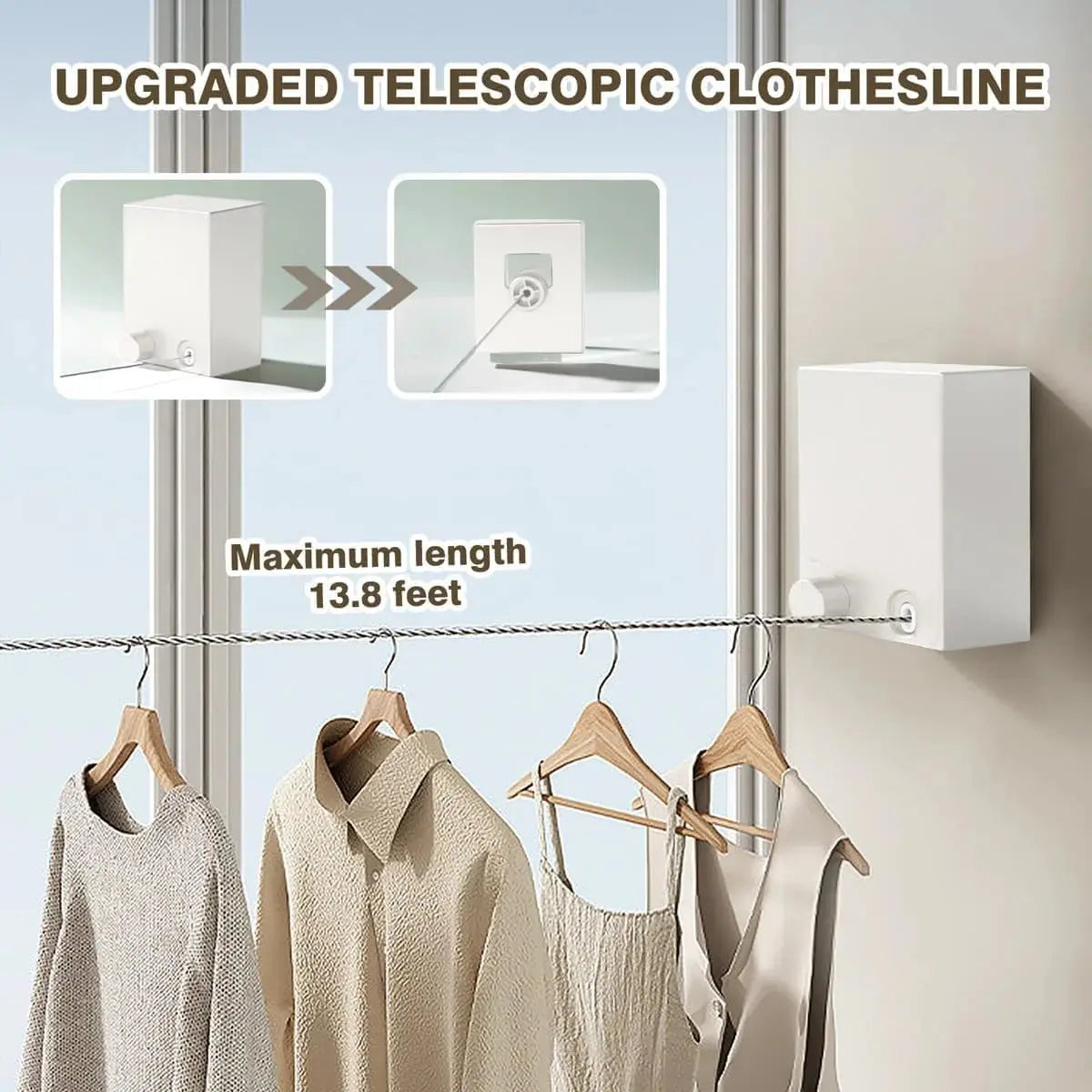 Retractable Clothesline - Double Heavy Duty 4.2M Adjustable Scrollcart Qatar 