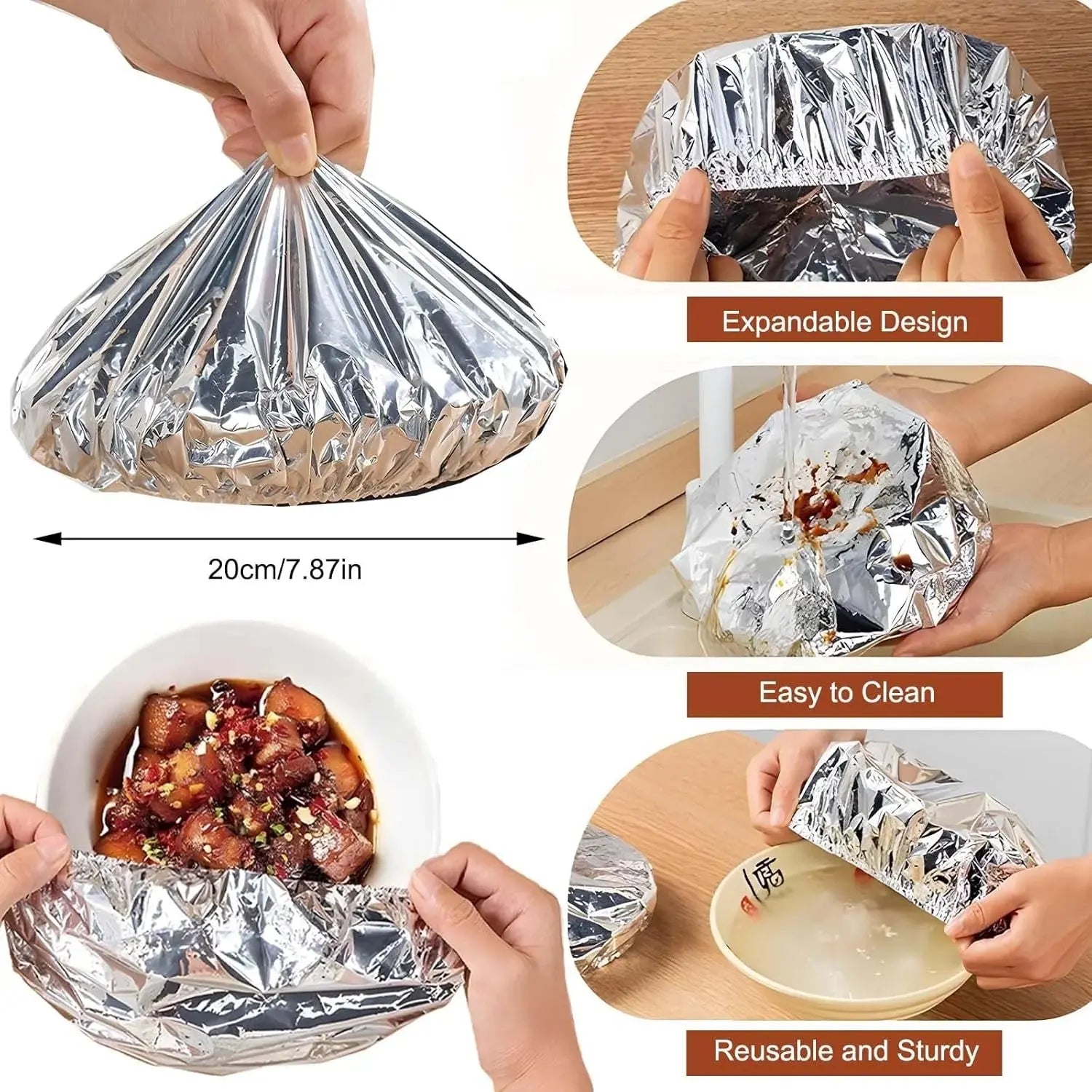 Reusable Aluminum Foil Elastic Food Wrap Covers Scrollcart Qatar 