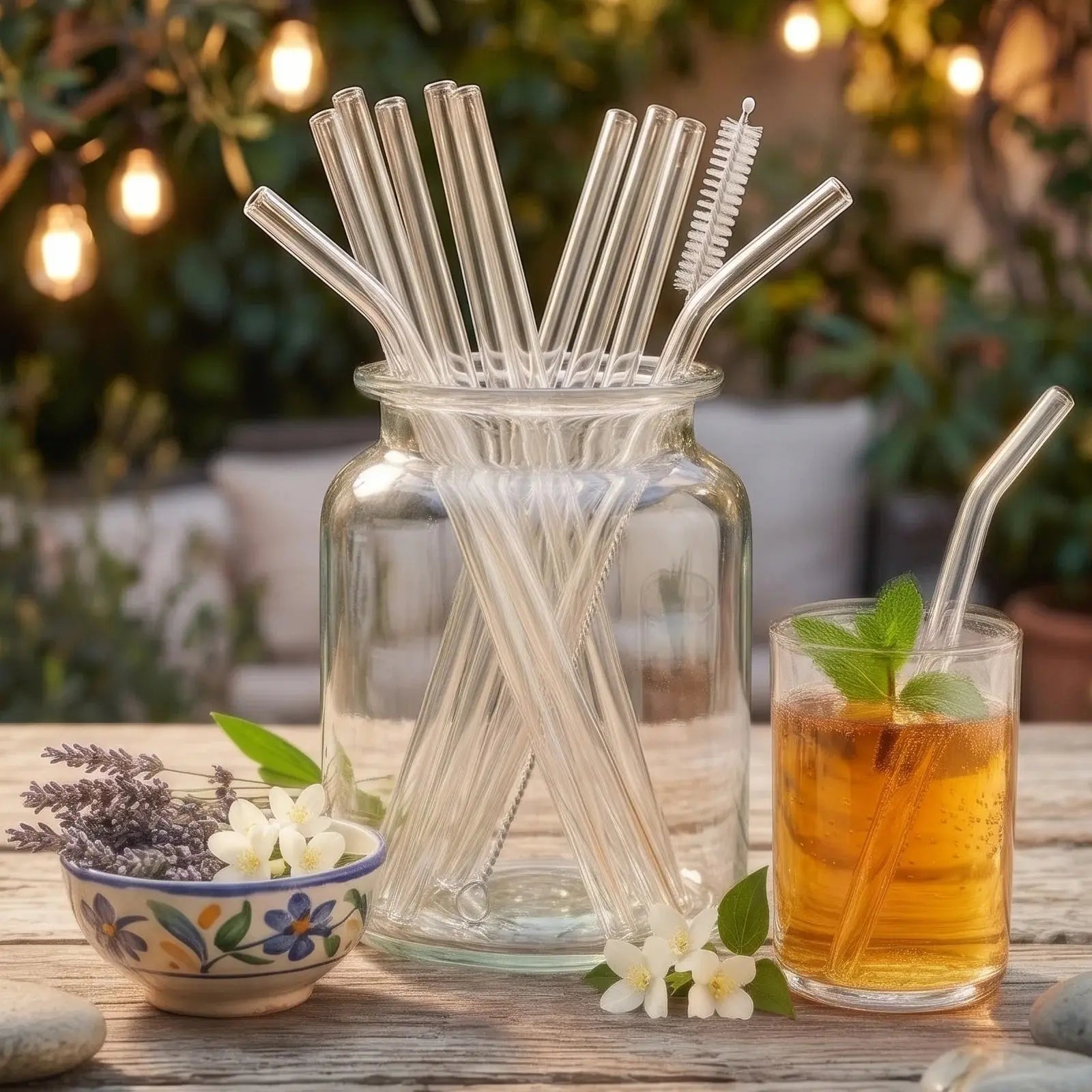 Reusable Glass Straws Set with Cleaning Brush Heat Resistant Scrollcart Qatar 