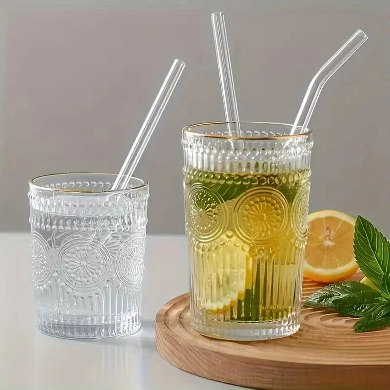 Reusable Glass Straws Set with Cleaning Brush Heat Resistant Scrollcart Qatar 