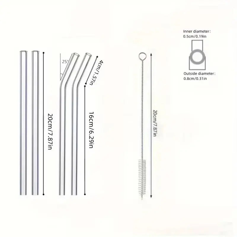Reusable Glass Straws Set with Cleaning Brush Heat Resistant Scrollcart Qatar 