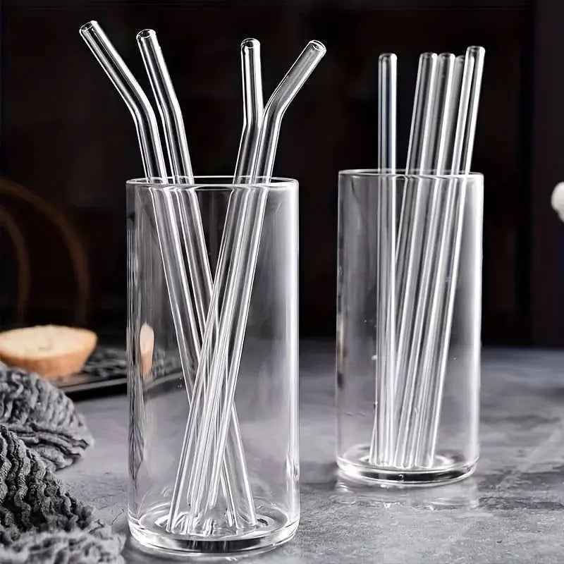 Reusable Glass Straws Set with Cleaning Brush Heat Resistant Scrollcart Qatar 
