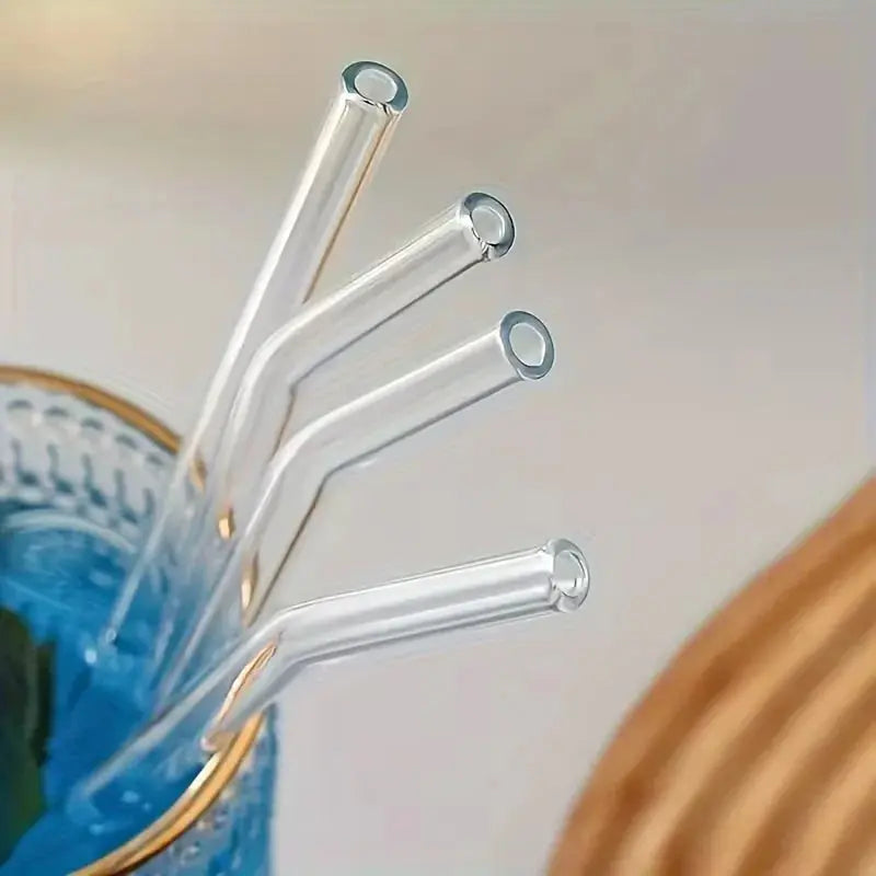 Reusable Glass Straws Set with Cleaning Brush Heat Resistant Scrollcart Qatar 