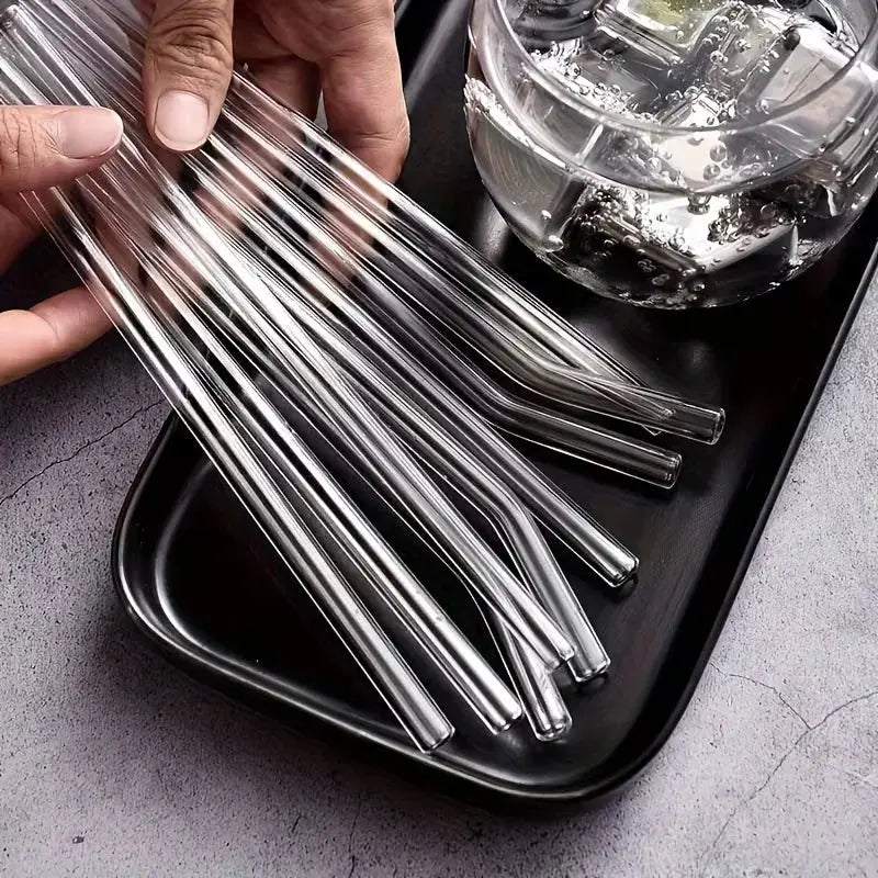 Reusable Glass Straws Set with Cleaning Brush Heat Resistant Scrollcart Qatar 