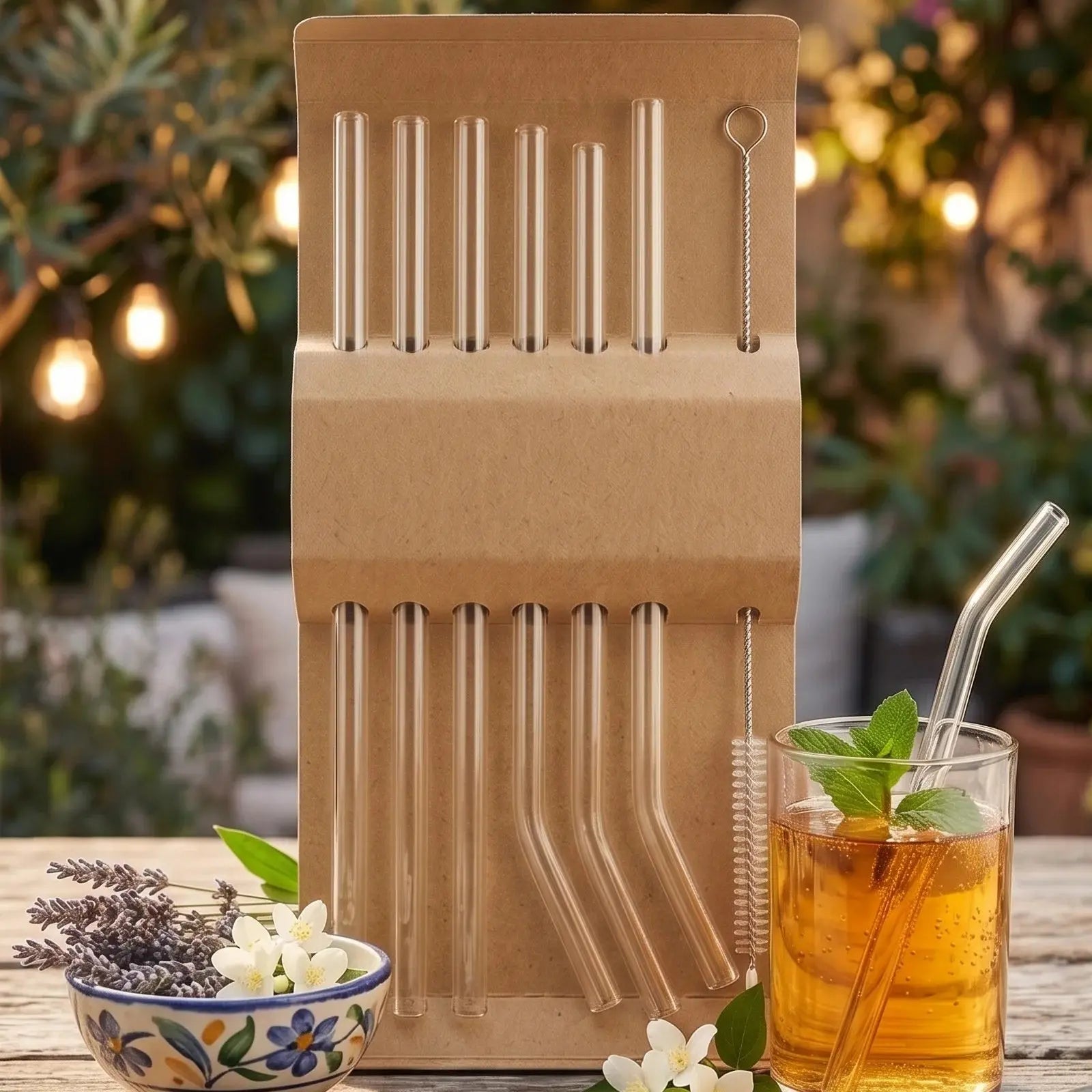 Reusable Glass Straws Set with Cleaning Brush Heat Resistant Scrollcart Qatar 