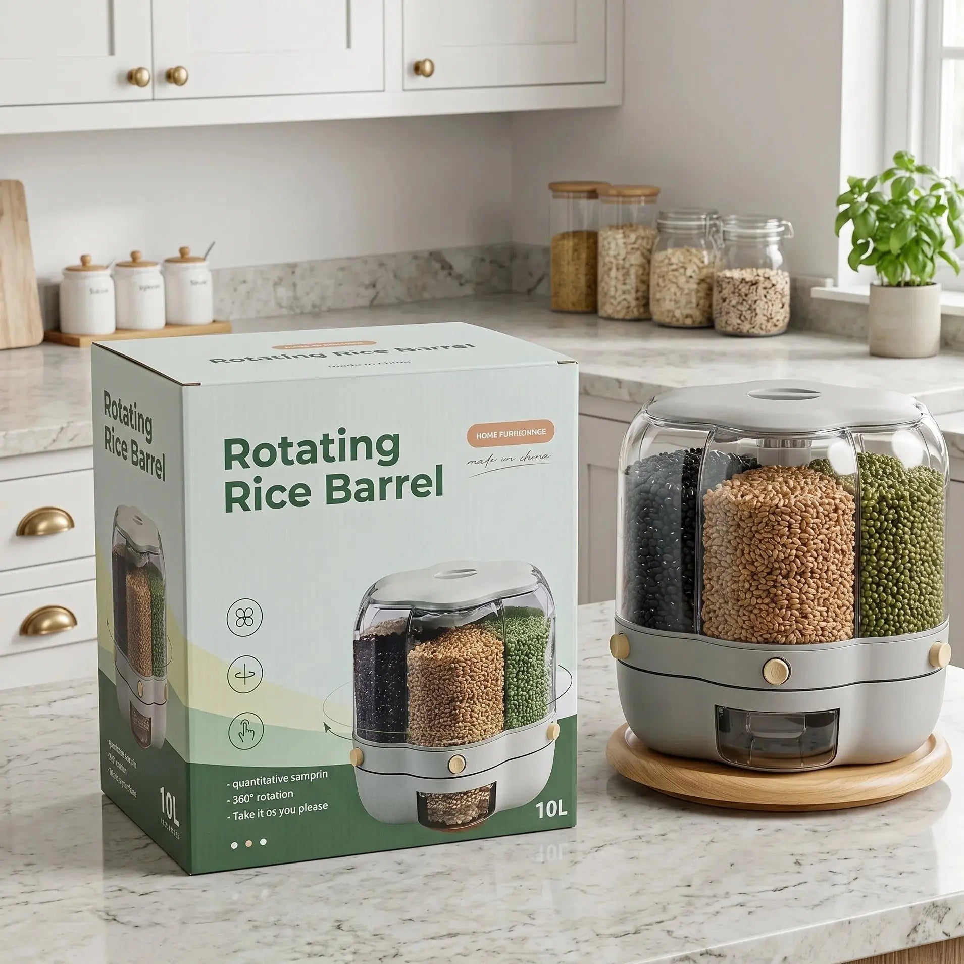 Rotating Grain Storage Container Airtight Cereal Dispenser Jar Scrollcart Qatar 