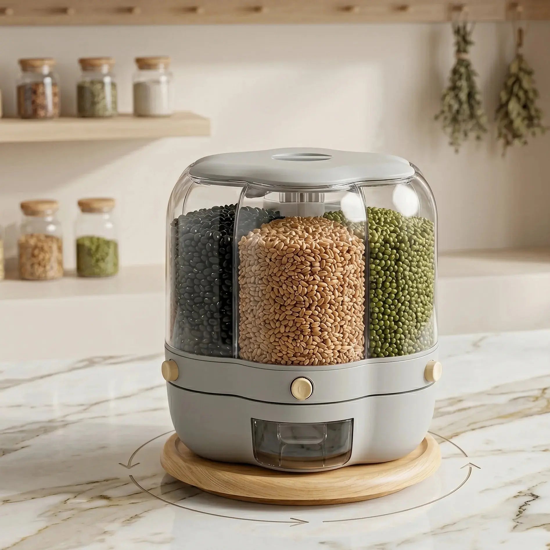 Rotating Grain Storage Container Airtight Cereal Dispenser Jar Scrollcart Qatar 