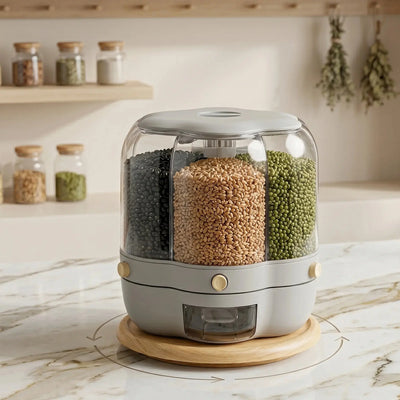 Rotating Grain Storage Container Airtight Cereal Dispenser Jar Scrollcart Qatar 