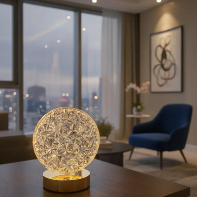 Round Crystal Diamond LED Table Lamp – Color Changing Rechargeable Light Scrollcart Qatar 