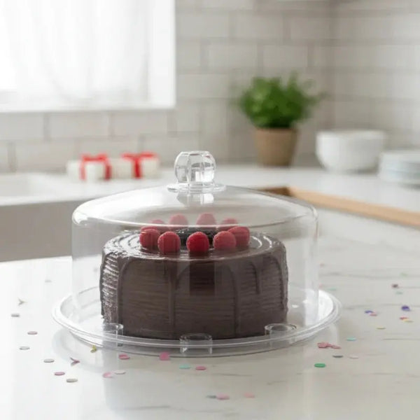 Round Glass Cake Dome with Plate-Elegant Glass Cake Serving Tray Scrollcart Qatar 