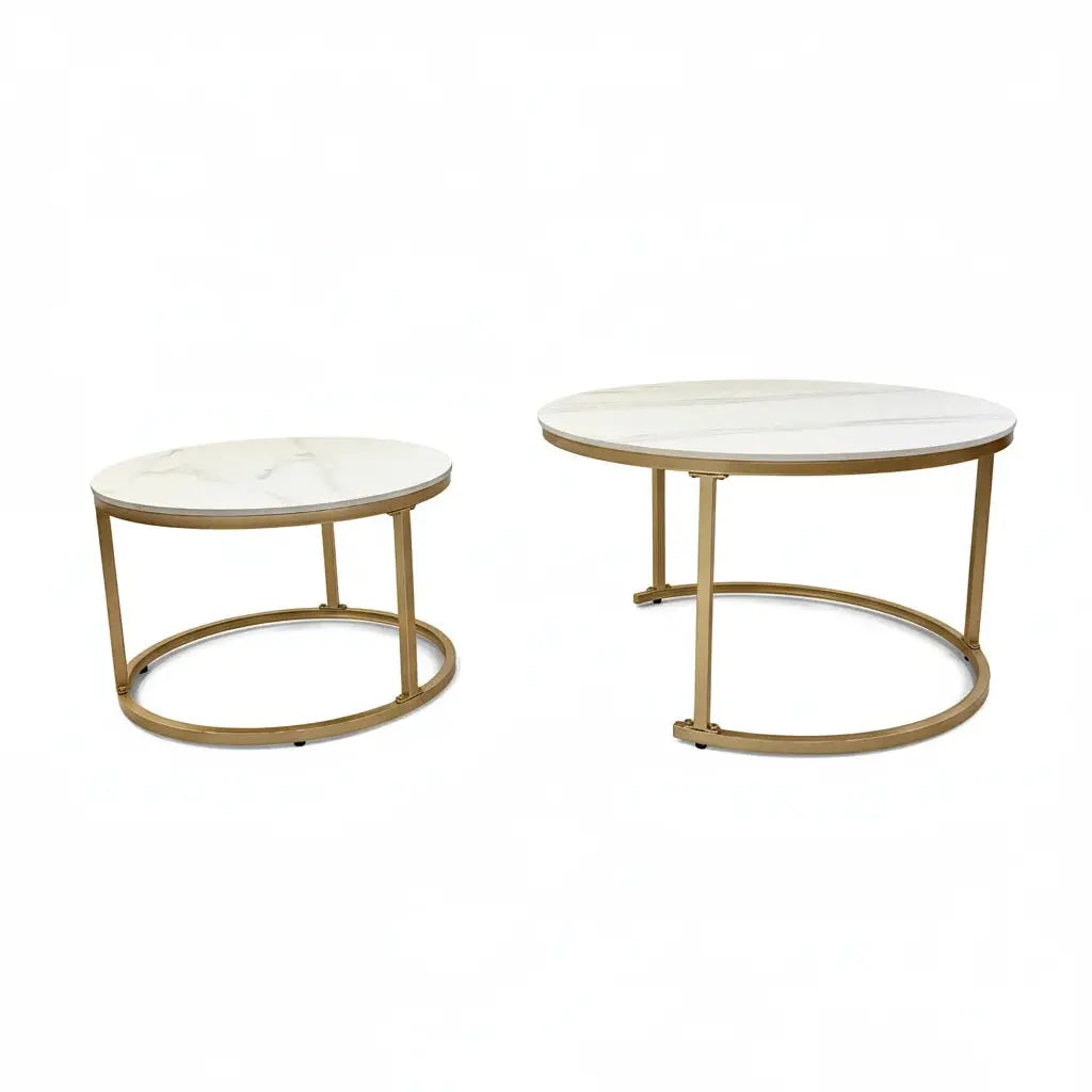 Round Marble Coffee Table Set-Nesting Tables for Living Room & Bedroom Scrollcart Qatar 