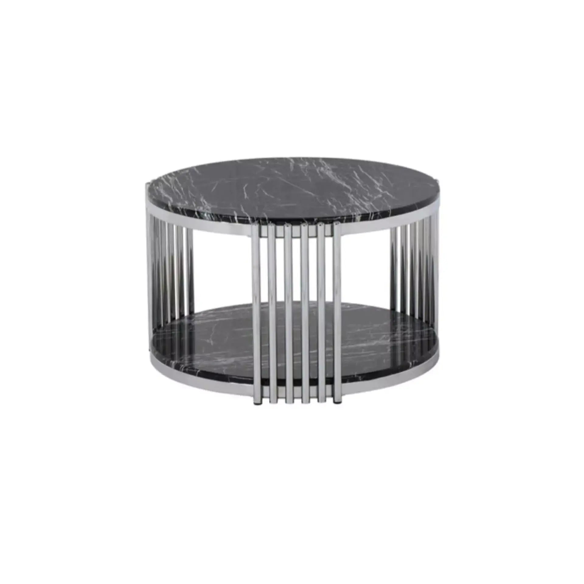 Round marble table-wicker