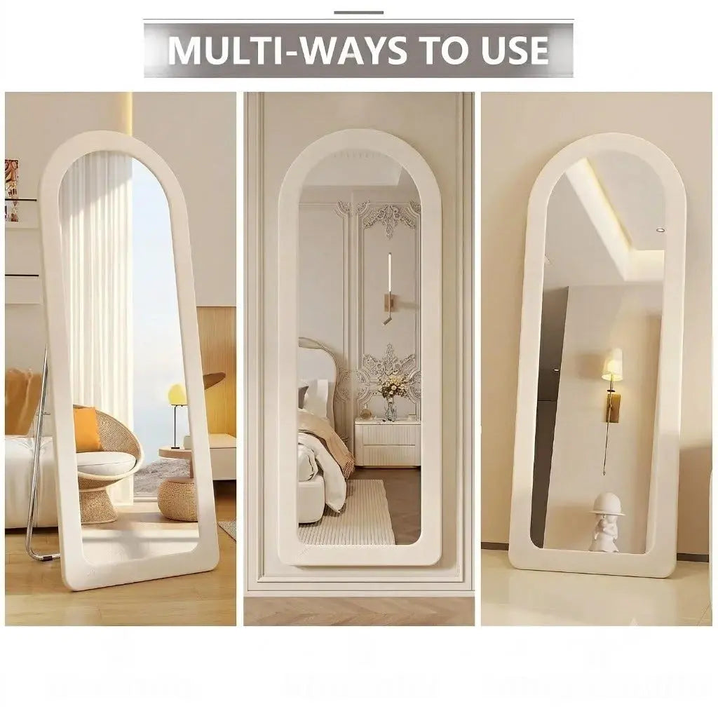 Rounded Edges Full Length Floor Mirror | Full Body Standing Mirror Scrollcart Qatar 