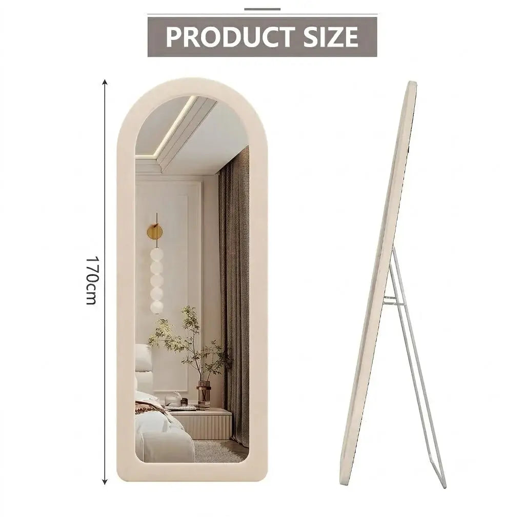 Rounded Edges Full Length Floor Mirror | Full Body Standing Mirror Scrollcart Qatar 