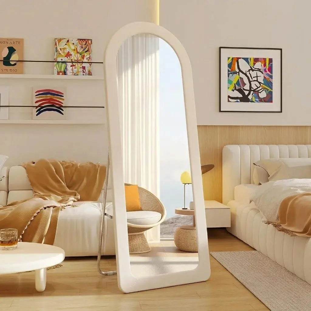 Rounded Edges Full Length Floor Mirror | Irregular Wavy Full Body Standing Mirror Scrollcart Qatar 