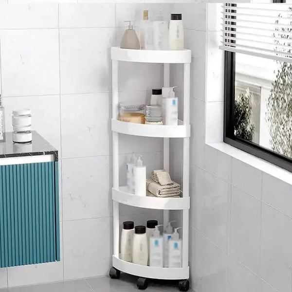 4-Tier Shelf Trolley Rack : Multi-functional Kitchen & Bathroom Storage Organizer. - Scrollcart Qatar