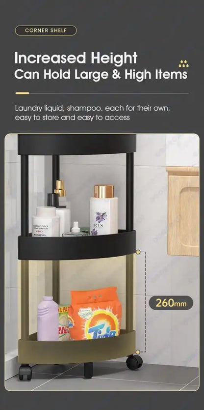 4-Tier Shelf Trolley Rack : Multi-functional Kitchen & Bathroom Storage Organizer.