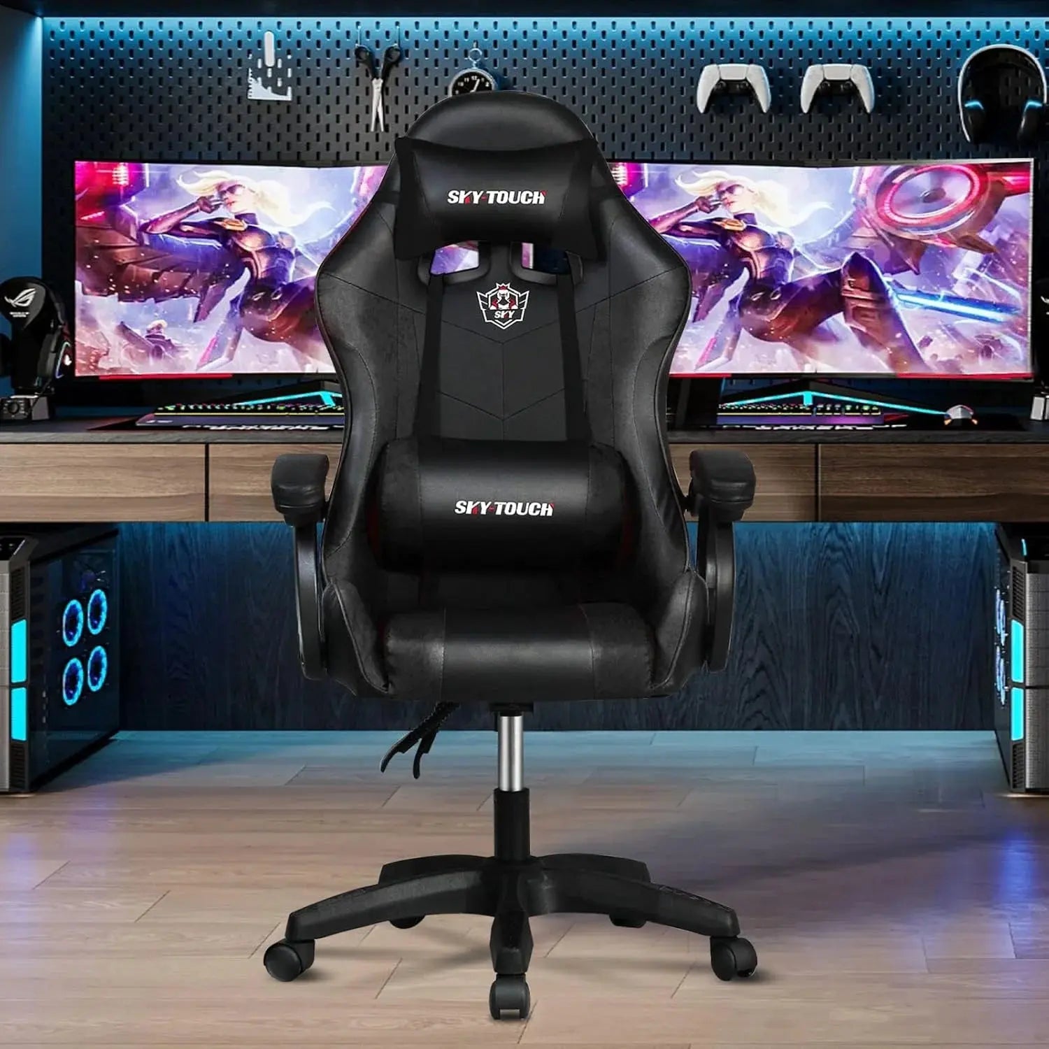 SKY-TOUCH Ergonomic Gaming Chair with Reclining Backrest and PU Leather in Doha Qatar