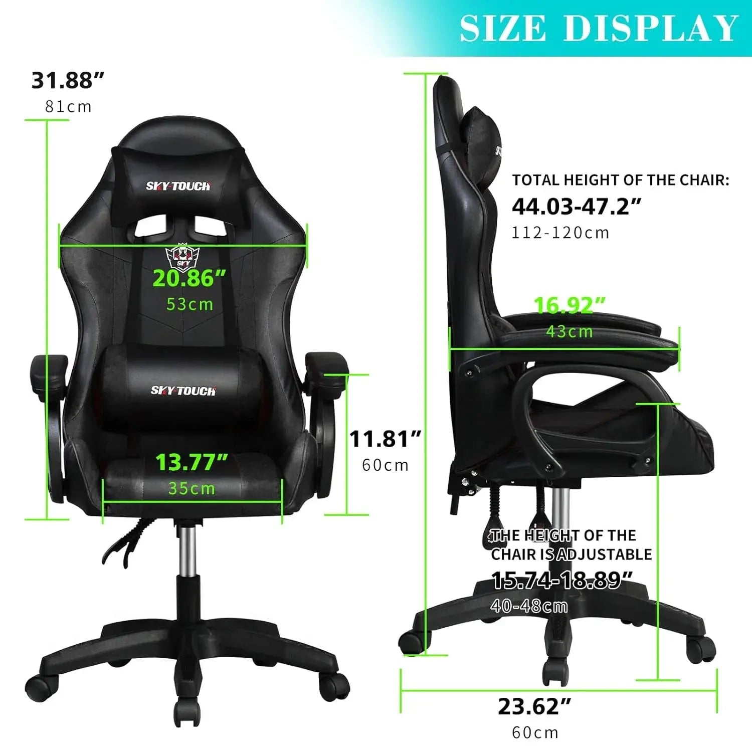 SKY-TOUCH Ergonomic Gaming Chair with Reclining Backrest and PU Leather in Doha Qatar
