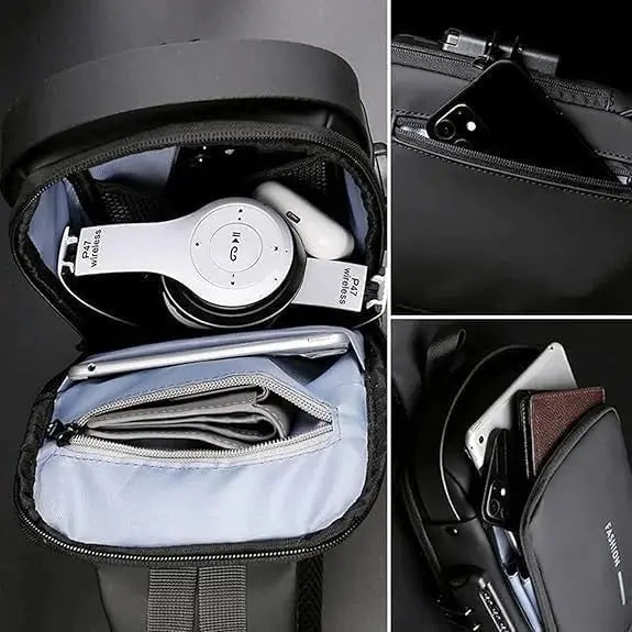 Secure Sling Backpack with USB Charging and Lock Scrollcart Qatar 