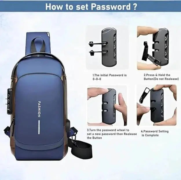 Secure Sling Backpack with USB Charging and Lock Scrollcart Qatar 