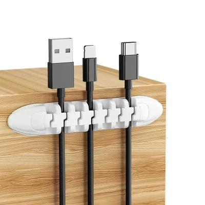 Self-Adhesive Cable Organizer Clip-Charging Cables Holder-7 Slots Scrollcart Qatar 