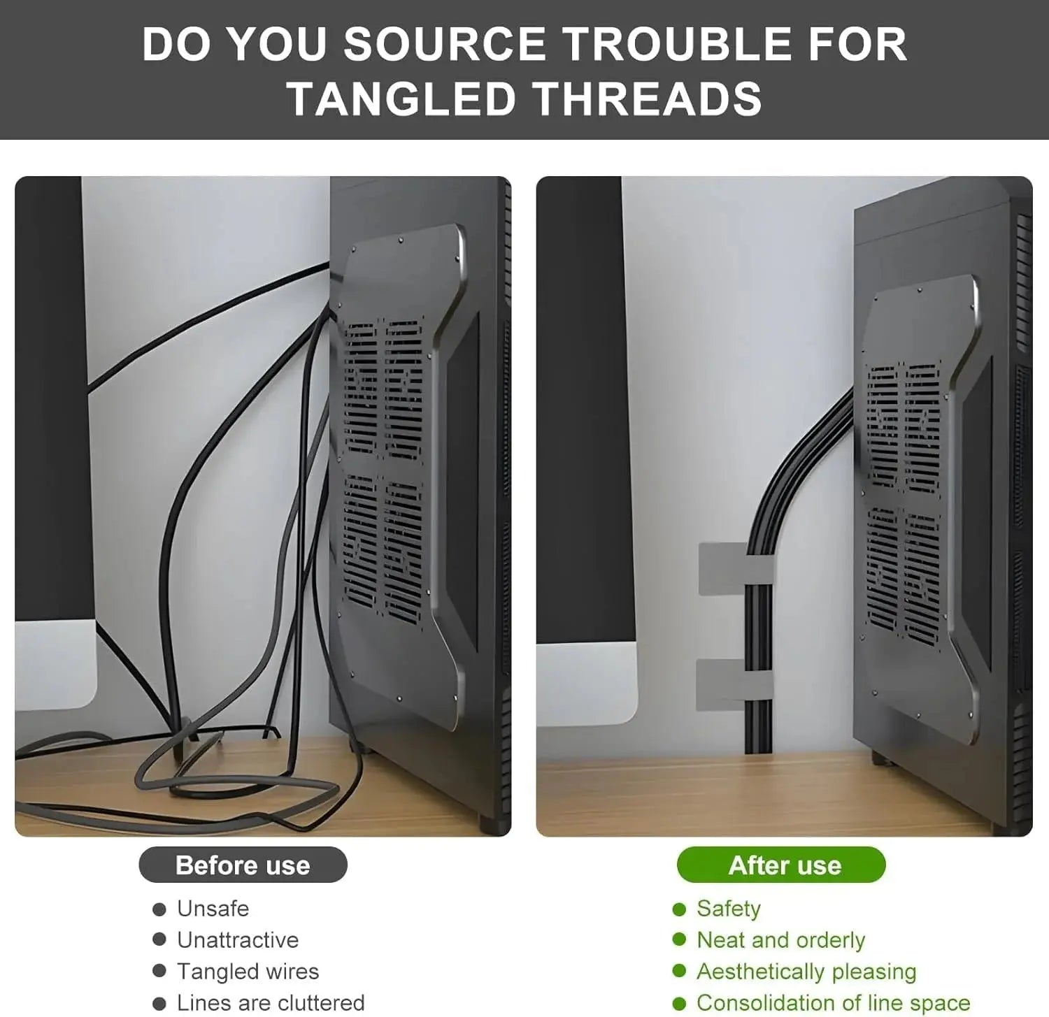 Self-Adhesive Hook & Loop Gray Cable Straps Set-50pcs Qatar