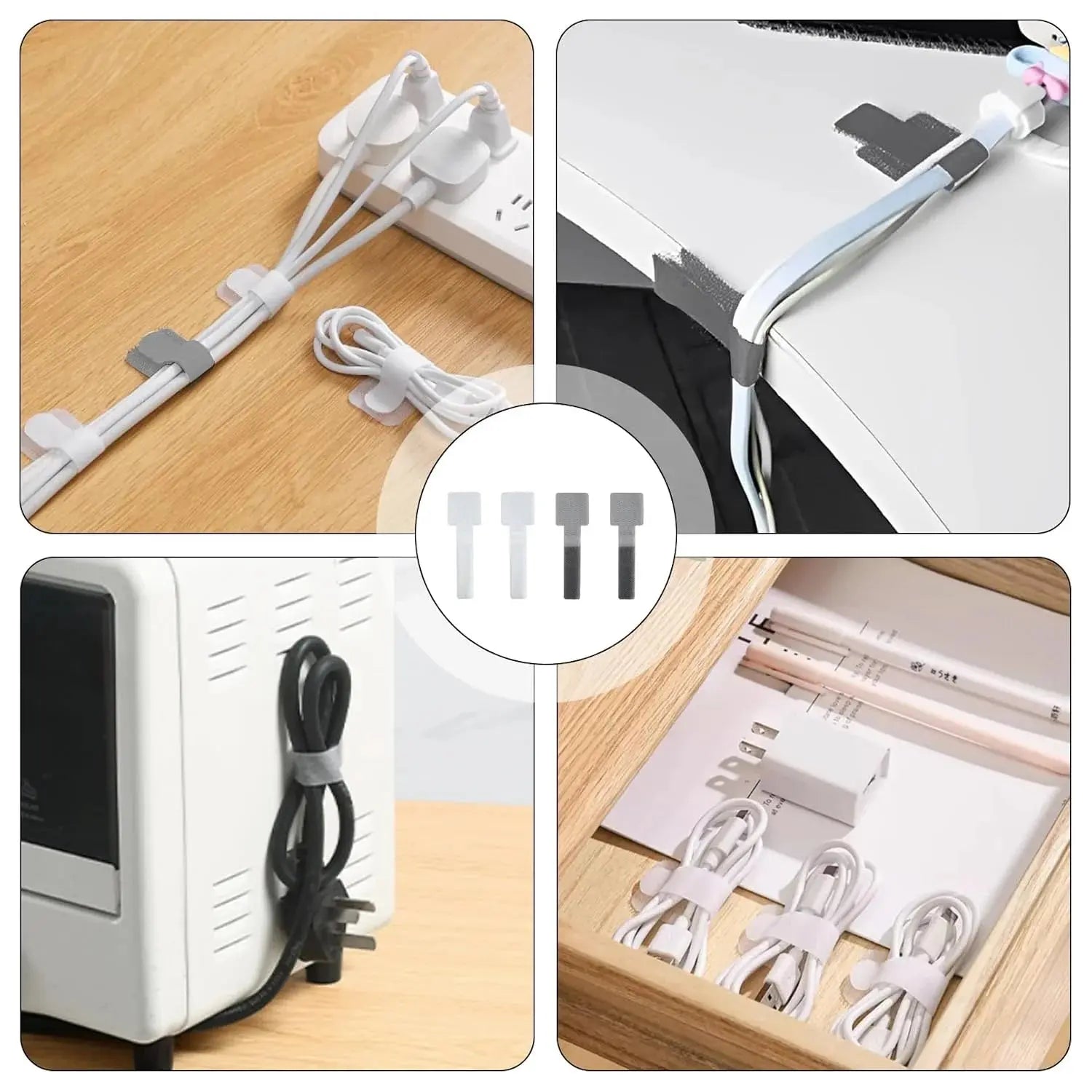 Self-Adhesive Hook & Loop Cable Straps and Ties Set temu 