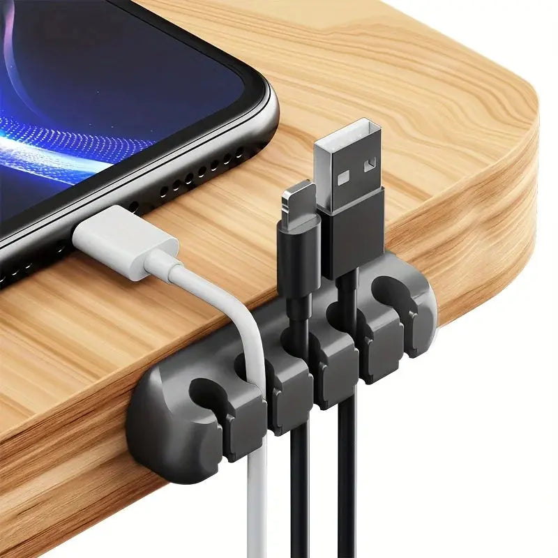 Self-Adhesive Silicone Cable Organizer Holder with 5 Slots – Home & Office Scrollcart Qatar 
