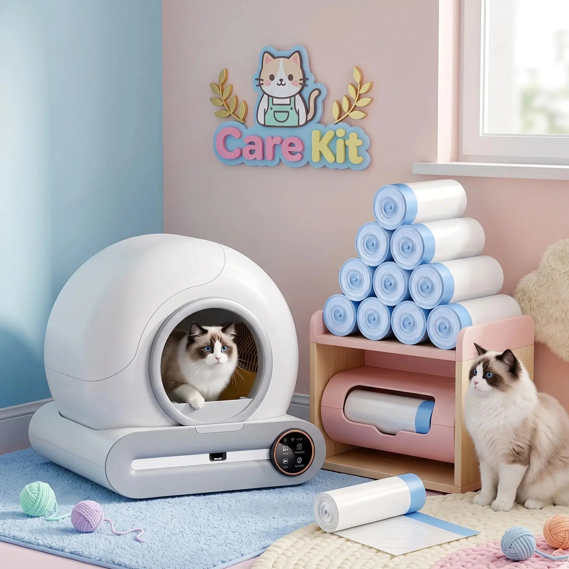Self-Cleaning Cat Litter Box Waste Bags - Drawstring Extra-Thick Liners Scrollcart Qatar 