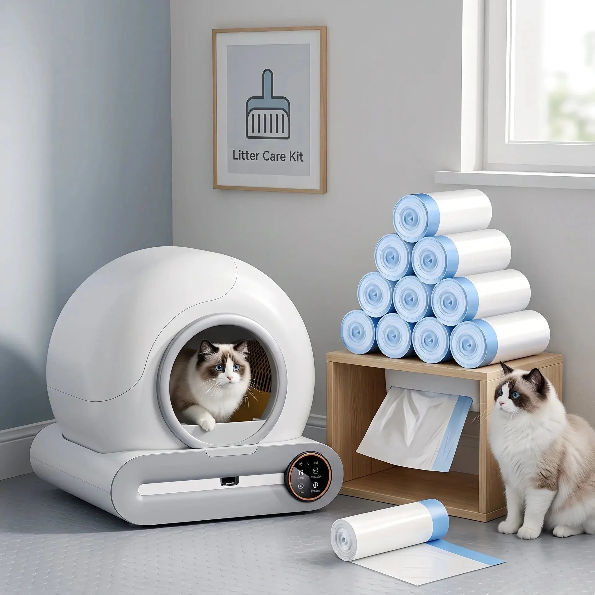 Self-Cleaning Cat Litter Box Waste Bags - Drawstring Extra-Thick Liners Scrollcart Qatar 