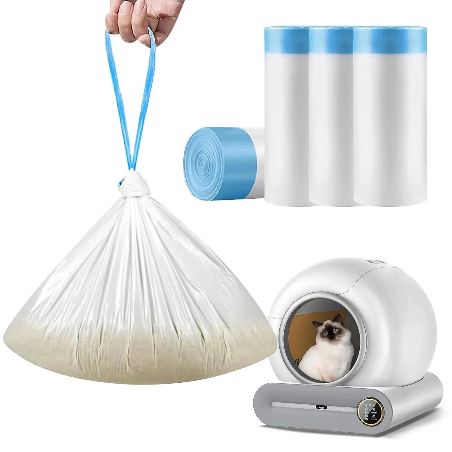 Self-Cleaning Cat Litter Box Waste Bags - Drawstring Extra-Thick Liners Scrollcart Qatar 