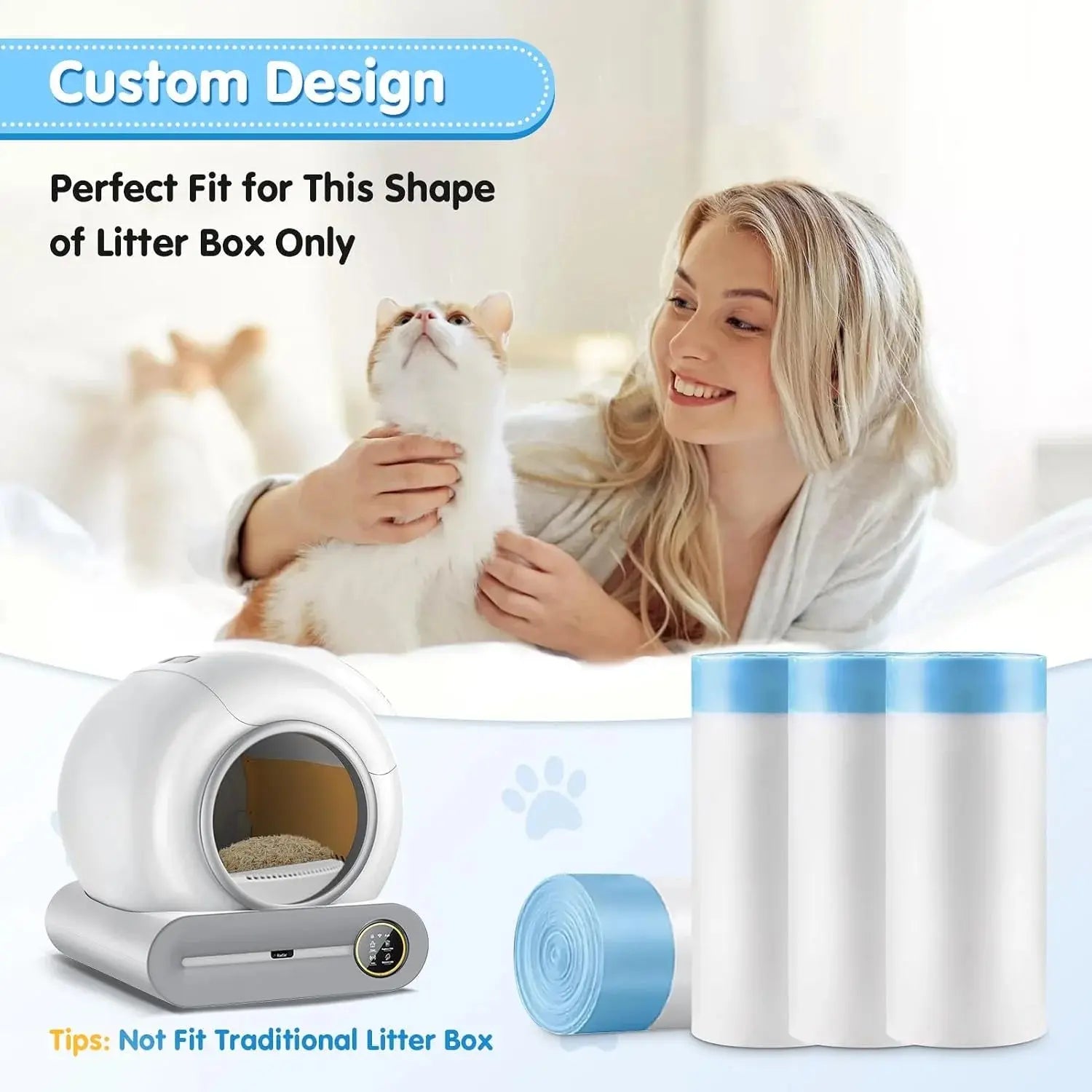 Self-Cleaning Cat Litter Box Waste Bags - Drawstring Extra-Thick Liners Scrollcart Qatar 