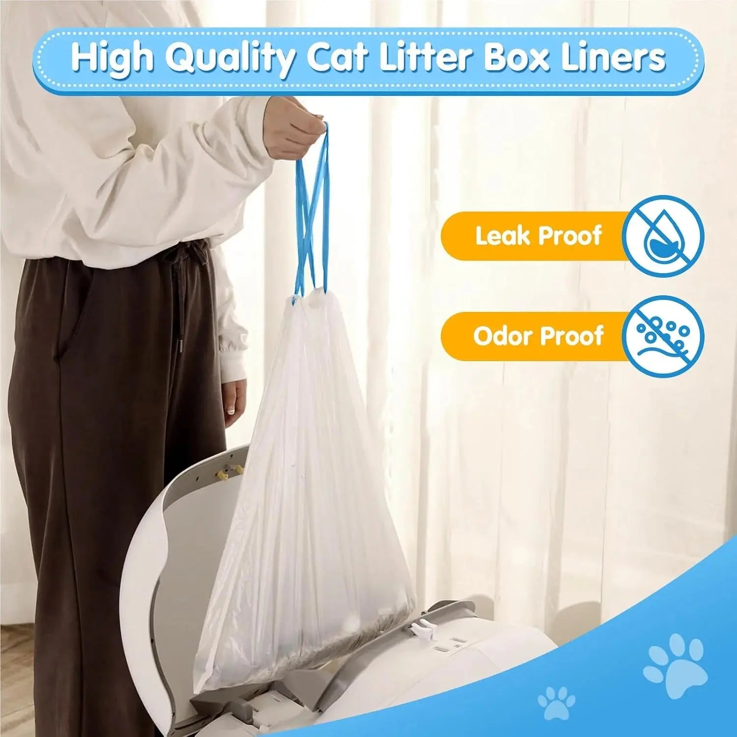 Self-Cleaning Cat Litter Box Waste Bags - Drawstring Extra-Thick Liners Scrollcart Qatar 