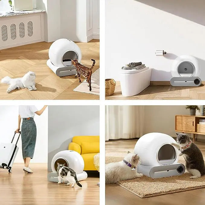 Self Cleaning Cat Litter Box with App Control White Scrollcart Qatar 