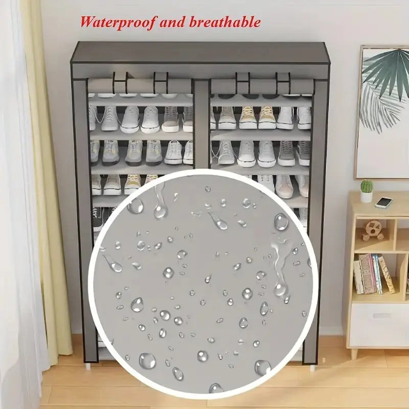 Shoe Cabinet - Double Row Fabric Shoe Storage Organizer Scrollcart Qatar 