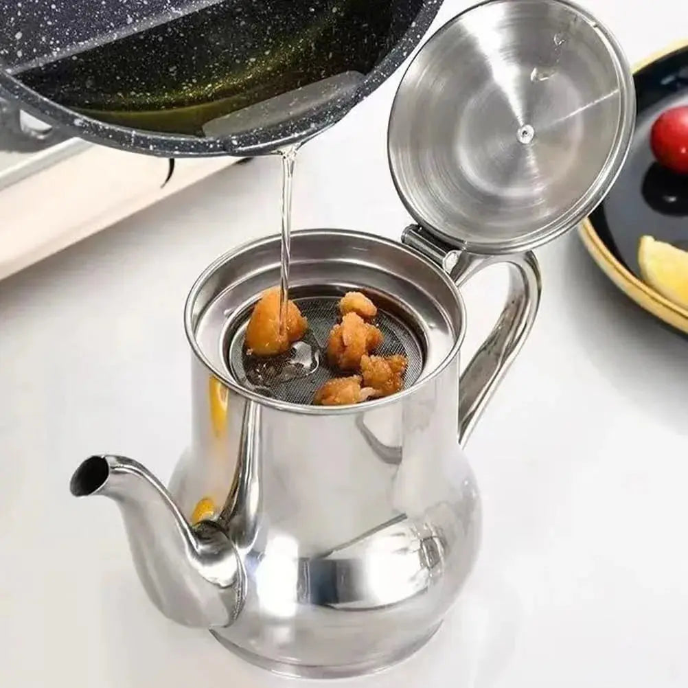 Shop Stainless Steel Oil Strainer Pot- Filter Container 
