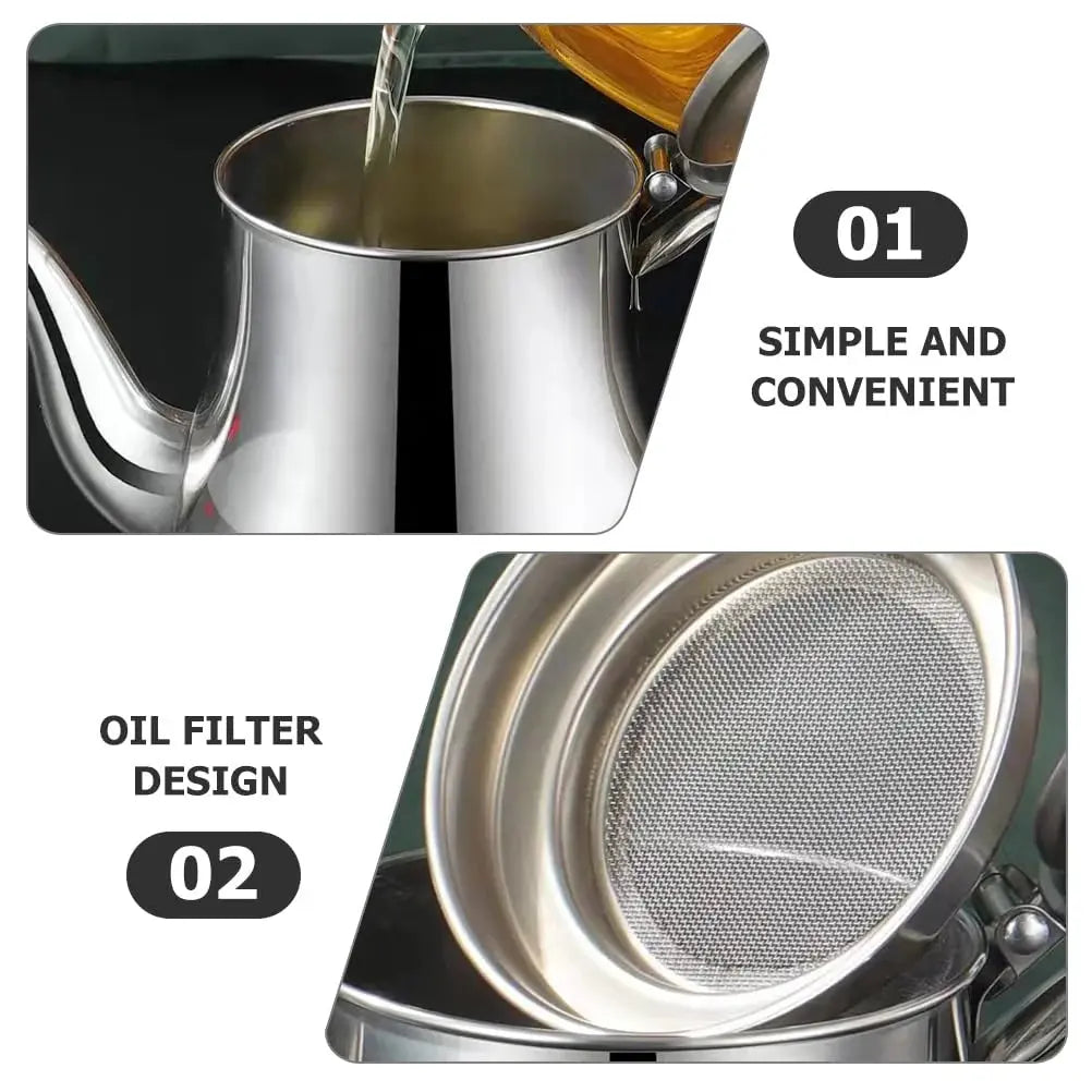 Shop Stainless Steel Oil Strainer Pot- Filter Container 