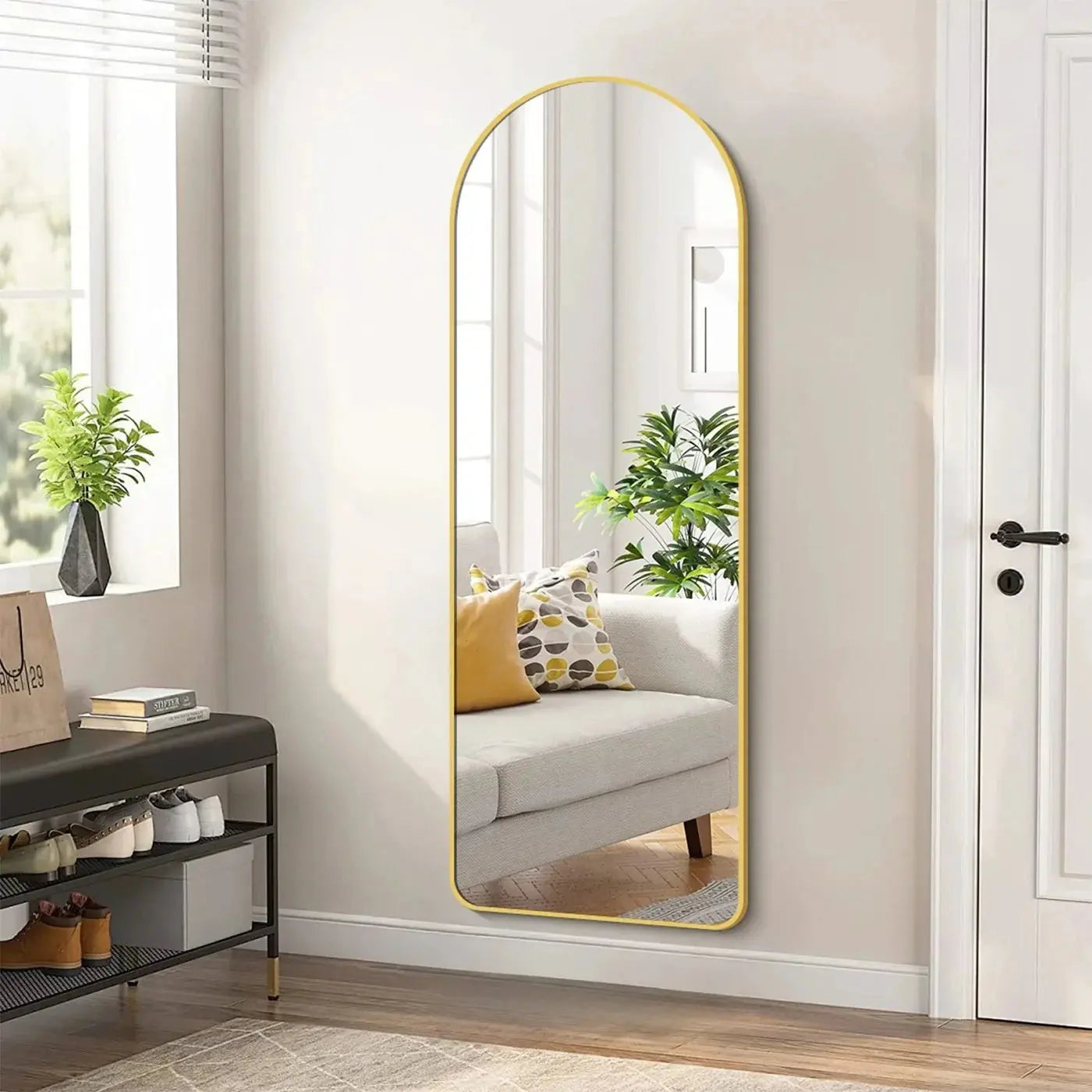 Sleek Designer Arched Wall/Floor Mirror – Gold Frame Scrollcart Qatar 