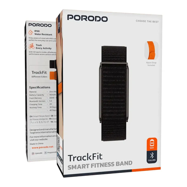 Smart Fitness Band – Porodo TrackFit Health Tracker Black Scrollcart Qatar 