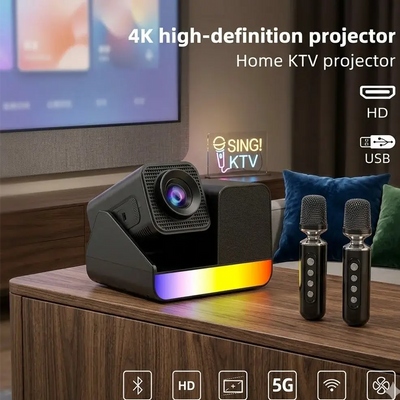 Smartbarry HT36 Pro 4K HDR Projector with Wireless Microphone Scrollcart Qatar 