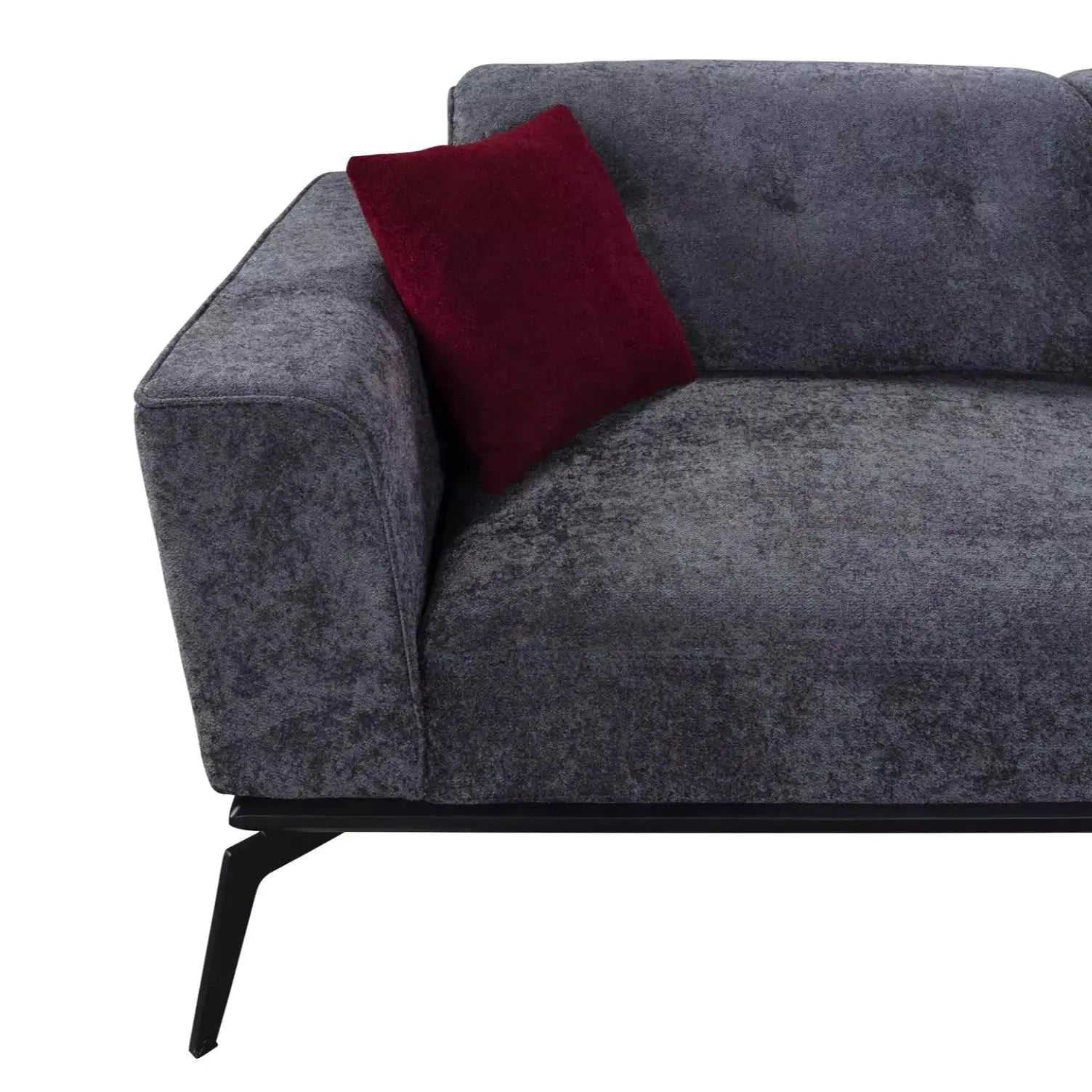 Sofa Set | Paris Design - Grey Couch frond corner with red pillow