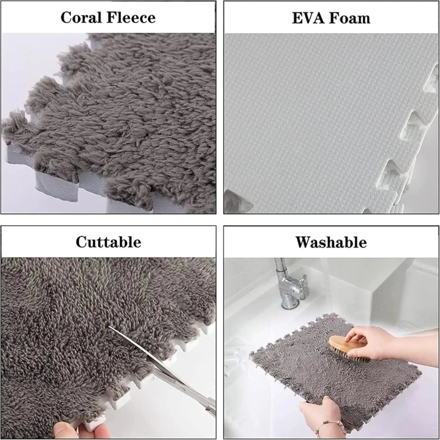 Soft Interlocking Carpet Floor Mat-10Pcs Soft Plush Foam Puzzle Floor Tiles for Kids, Home & Exercise Scrollcart Qatar 