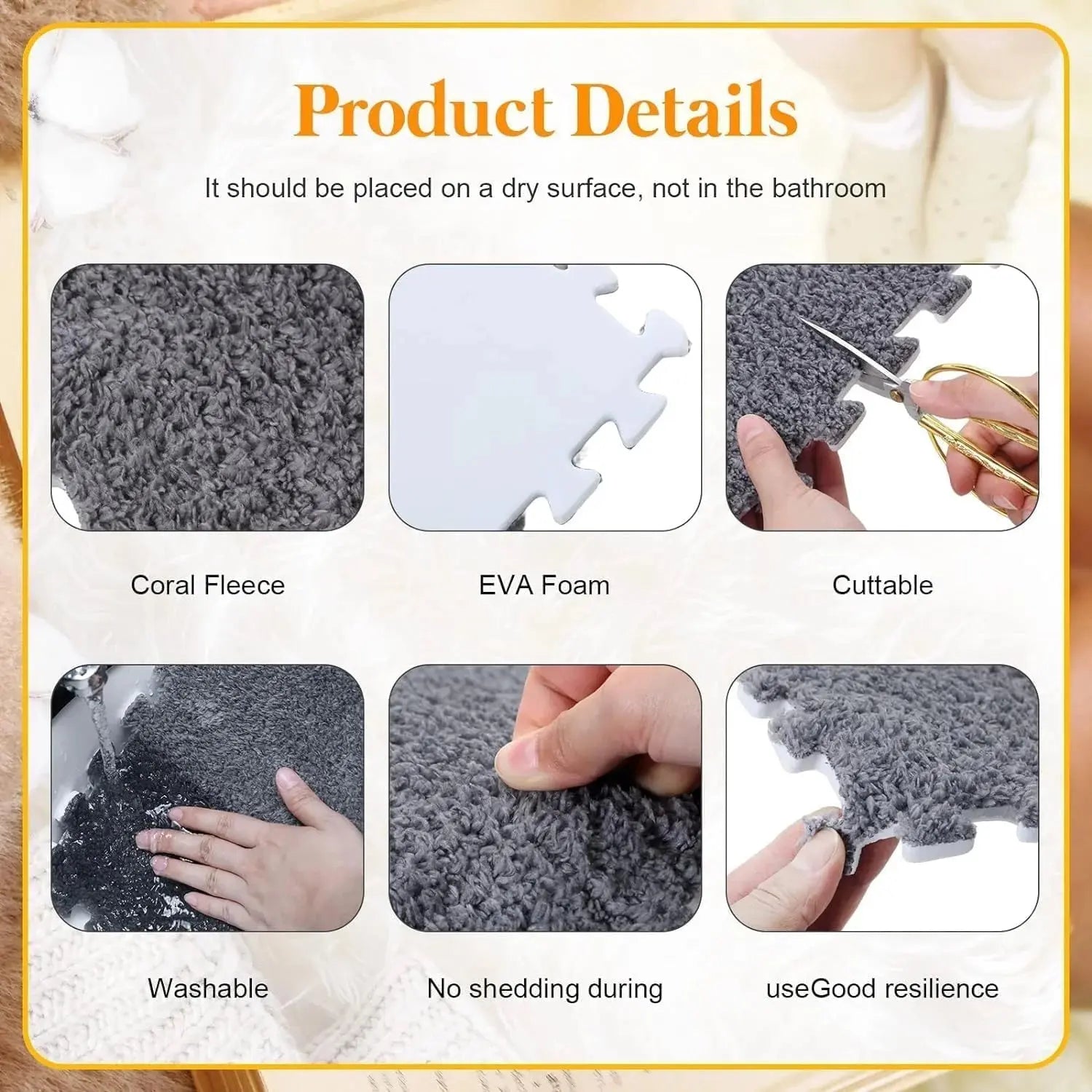 Soft Interlocking Carpet Floor Mat-10Pcs Soft Plush Foam Puzzle Floor Tiles for Kids, Home & Exercise Scrollcart Qatar 